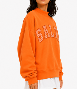 Sudadera de cuello alto extragrande personalizada para mujer, de invierno, color liso, con letras bordadas y logo frontal aplicado - Product Image 2