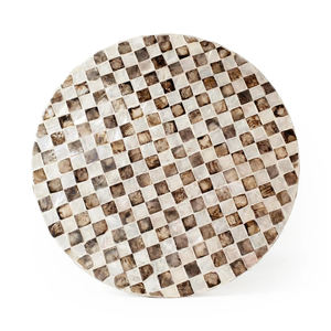 Tabourets à motif damier festonné, mosaïque artisanale en nacre, petite table d'appoint pour la décoration du salon et de la chambre - Product Image 2