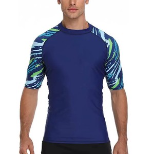 <b>Top</b> Selling Men's Short Sleeve Rashguard <b>Swimsuit</b> Quick Dry Fitness Surf T-Shirt Customized Design Customized Logo Printing - Product Image 2