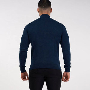 Pull en maille bleu marine pour homme, coupe classique, col rond, couleur unie, vêtement d'hiver, Spandex/Coton, édition de qualité supérieure - Product Image 4