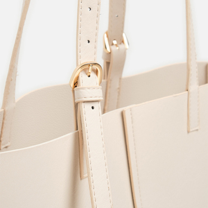 Bolso Tote de PU Crema, Estilo Minimalista, Abierto por Arriba, para Uso Diario, Todas las Temporadas, Bolso Tote para Mujer - Product Image 6