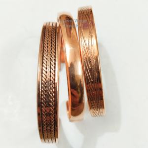 Handmade Rustic Copper Stackable Jewelry Stylish Vintage & Minimalist Design Set of 3 Fashion Cuff <b>Bracelets</b> for Women & <b>Men</b> - Product Image 6