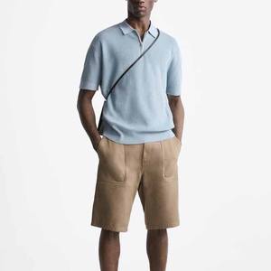 Men Knitwear Polo Shirt High Quality 100% Cotton Knitted Polo Collar Designer Short Sleeved Pullover 14-Zip Sweater Polo Shirt - Product Image 3
