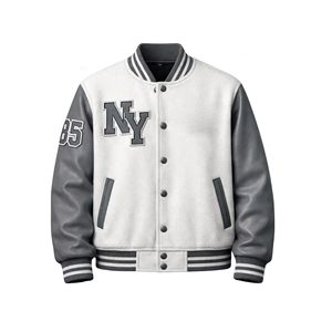 เสื้อแจ็คเก็ตวาร์ซิตี้ผ้าฟลีซหนานุ่ม แขนหนังเทียมตัดต่อสีตัดกัน ระบายอากาศได้ดี เป็นมิตรกับสิ่งแวดล้อม ทรงสลิมฟิตสำหรับผู้ชาย สวมใส่สบายๆ - Product Image 6