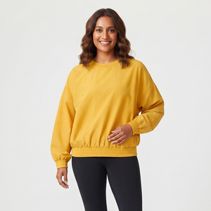 Sweat-shirt ample décontracté pour femme 100% nylon polyester imperméable à l'eau, sweat-shirt à épaules tombantes à manches longues pour femme - Product Image 6