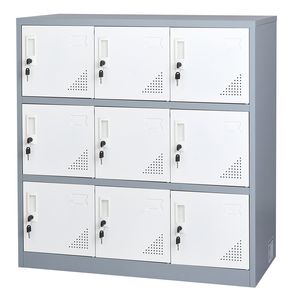 Armadietto in Acciaio a 3 Ripiani con Capacità di Carico di 30 kg, 9 Ante, 2 Chiavi per Anta, Armadietti per Dipendenti - Product Image 1