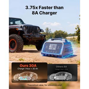 Caricabatterie Intelligente 30A con Display LCD per Auto 6V 12V 24V LiFePO4, Piombo-Acido (Gel/AGM), Litio - Caricatore a Mantenimento per Auto - Product Image 4