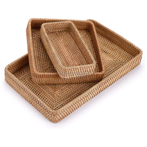 Plateau de rangement en rotin fait à la main de haute qualité durable à la mode Vietnam nidification plateau de Table de service décoratif enroulé pour la cuisine - Product Image 2