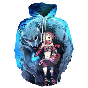 Galaxy Wolf Print Digitaldruck Fleece Umweltfreundlicher Herren Pullover Hoodie Streetwear Kapuzenpullover - Product Image 4