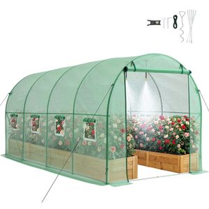 Serra a tunnel 15 x 7 x 7 piedi con telaio in PVC, sistema di irrigazione e struttura in acciaio per piante - Product Image 1