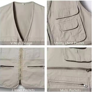 Gilet de travail personnalisé pour homme, respirant, écologique, à séchage rapide, en toile, pour ouvriers du bâtiment, avec plusieurs poches (5 dimensions) - Product Image 5