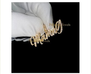 Collar de Plata 925 Chapado en Oro con Nombre Personalizado en Cursiva, con Diamantes Naturales y Dijes Finos, Regalo de Moda - Product Image 2