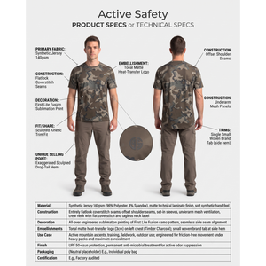 เสื้อยืดลายพรางสำหรับผู้ชาย 140gsm โพลีสแปนเด็กซ์ แขนสั้น ไซส์ 3XL สำหรับการล่าสัตว์และการปีนเขา - Product Image 5