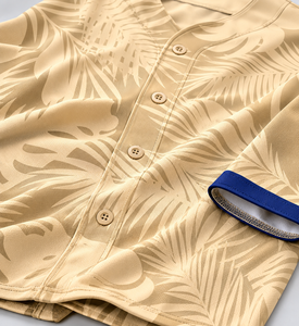 Camiseta de Béisbol con Cuello en V para Hombre, Manga Corta, Estampado de Plantas, 100% Poliéster, Transpirable, Corte Regular, Ropa de Verano, Logotipo Personalizado Digital - Product Image 2