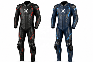 X Sport Custom Fit One-Piece Leather Motorcycle <b>Suit</b> | Black <b>Red</b> Gray | X Logo | OEM ODM Manufacturer | Premium Design | Racing - Product Image 3