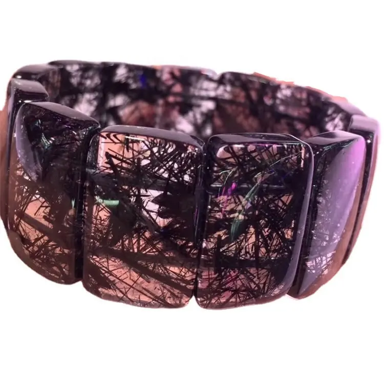 Bracelet à Quartz rutilé noir naturel, perles très polies, pierre précieuse énergétique, pour fabrication de bijoux, Design à la mode, offre spéciale