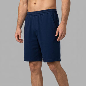 Pantalones Cortos de Hombre 100% Algodón, Color Sólido, Cintura Elástica, Transpirables, Casuales, Tejidos, con <span class=keywords><strong>Bolsillos</strong></span>, Azul Oscuro, Resistentes al Viento, Ecológicos - Product Image 6