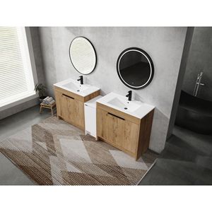 Mobile Bagno Freestanding da 84 Pollici con Lavabo in Ceramica, Armadietti Contenitori e Ante con Chiusura Ammortizzata 02436IMO*2+0312 - Product Image 4
