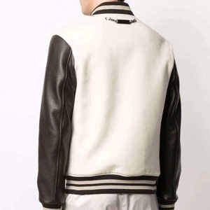 Custom <b>Men</b> Vintage Baseball Varsity <b>Jacket</b> High Quality Streetwear Patchwork Bomber Letterman <b>Jackets</b> with <b>Leather</b> Sleeves - Product Image 3