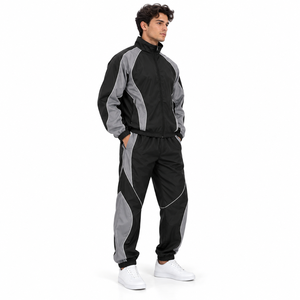 Custom <b>Men</b> Tracksuit Windbreaker Nylon <b>Jacket</b> Warm Up Pants Set <b>Reflective</b> Piping Custom <b>Mens</b> Streetwear Athletic Tracksuit - Product Image 3