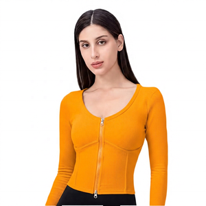 เสื้อโยคะแขนยาวสำหรับผู้หญิง ซิปด้านหน้า ระบายอากาศ แห้งเร็ว ผ้า SMART FABRIC เป็นมิตรกับสิ่งแวดล้อม ทรงปกติ แขนยาวเต็มตัว - Product Image 3
