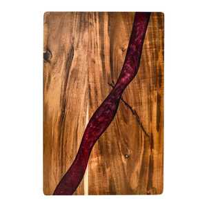 Planche de service ronde artisanale en résine et bois d'acacia, motif vague marine bleue, plateau à charcuterie circulaire en époxy, cadeau - Product Image 4