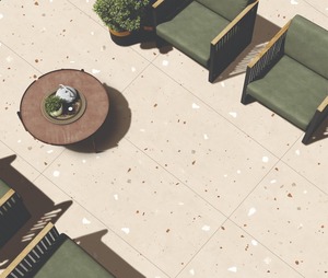 Carrelage mural et de sol en porcelaine moderne, finition Pebble Crema, multi-tailles, émaillé, pour intérieur et extérieur, idéal pour hôtels de luxe - Product Image 4