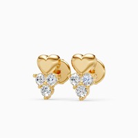 Pendientes de tuerca con diseño de corazón y diamantes cultivados en laboratorio de 0.23 quilates en oro amarillo, blanco y rosa de 9 quilates