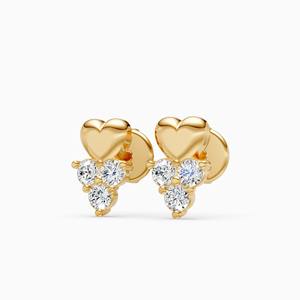 Pendientes de tuerca con diseño de corazón y diamantes cultivados en laboratorio de 0.23 quilates en oro amarillo, blanco y rosa de 9 quilates - Product Image 1