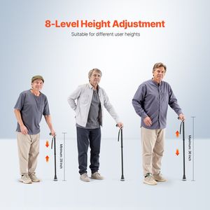 Bastón Plegable de Altura Ajustable en 8 Niveles con Punta Pivotante, Bastón de Caminar Conveniente - Product Image 3