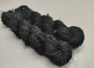 Hilo de Seda Reciclada Latifi, Hilo de Seda Hilado Open End/OE Texturizado, Hilo Teñido Multicolor Negro para Tejido a Mano, Bordado y Tejeduría - Product Image 3