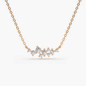 Collier délicat en argent sterling 925 plaqué or avec grappe de moissanite pour fiançailles - Product Image 3