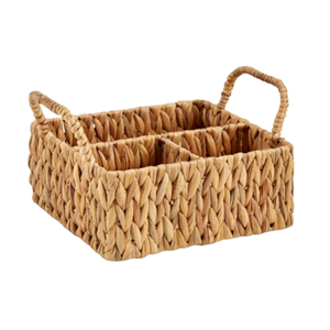 Organisateur multi-usages couleur naturelle, panier en jacinthe d'eau avec poignée, rangement durable de style bohème pour la décoration intérieure, fabriqué au Vietnam - Product Image 1