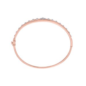 Rose Gold Lab Grown Diamond <b>Ladder</b> Design Open Bangle Bracelet - Product Image 3