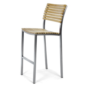 Ensemble de bar d'extérieur contemporain en teck avec structure en aluminium et sièges rembourrés pour usage en jardin, fabriqué en Indonésie - Product Image 5