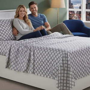 Drap de lit de luxe moderne en microfibre finition pêche 200TC, écologique et lavable en machine pour lit double |   Ensemble de literie lisse et durable - Product Image 2