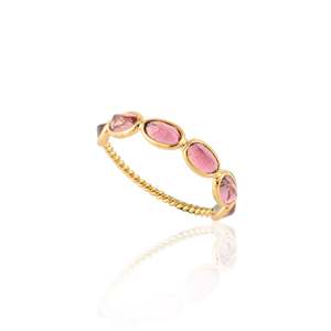 แหวนแต่งงานทองคำ 18K พิงค์ทัวร์มาลีนแบบครึ่งวง - Product Image 3