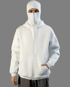 Sudadera Blanca de Cuello Redondo para Hombre con Diseño de Mascarilla, Ajuste Holgado, Tejido de Algodón, Estampado Digital, Ropa Casual de Otoño - Product Image 2