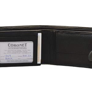 Cartera Delgada de Cuero Genuino Negro para Hombre, Minimalista, Corta, para Uso Diario - Product Image 3