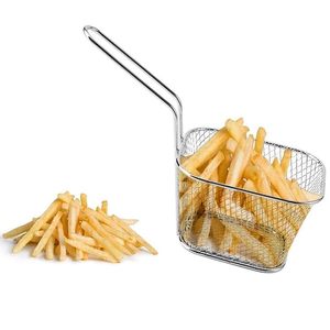 Mini passoire à frites en acier inoxydable avec long manche |   Panier de service pour friture, compatible lave-vaisselle, ustensile de cuisine - Product Image 1
