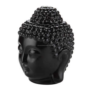 เตาเผาน้ำมันหอมระเหยรูปพระพุทธรูปเซรามิก เครื่องกระจายกลิ่นหอม เครื่องละลายขี้ผึ้งหอม ของตกแต่งพระพุทธรูป สำหรับโยคะ สปา ตกแต่งบ้าน สีดำ - Product Image 5
