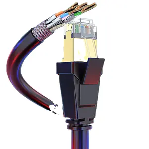 Flat Cat8 Ethernet Cable Waterproof Direct Burial 40Gbps SFTP POE Network Internet Cat 8 Cord Supports CAT7A CAT7 CAT6A CAT6 CA