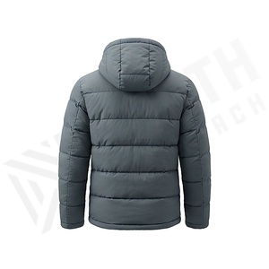 Hooded Quilted Waterproof <b>Bubble</b> Jacket Black Full Sleeve Winter Windproof Cotton Shell Knitted Fabric Polyester Filling Stand - Product Image 2
