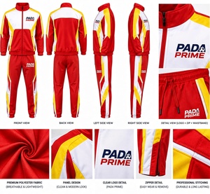 Survêtement décontracté à capuche pour homme Pada Prime, rouge, jaune, blanc, fermeture éclair intégrale, design sportif, respirant, 100% coton, vêtements d'hiver - Product Image 5