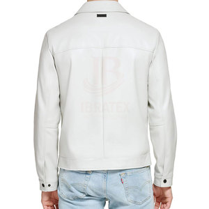 Chaqueta de Cuero de Invierno para Hombre, a la Moda, con Cuello Alto, Estilo Urbano Elegante, Talla Personalizada y Blanca - Product Image 3
