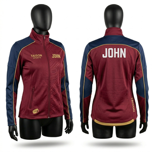 Sweat-shirt d'entraînement de hockey sur glace pour femmes, tissu polaire polyester premium 300 GSM, design à empiècements bordeaux, crème et noir, logo personnalisé par sublimation - Product Image 3