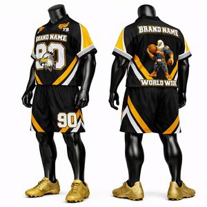 Conjunto de Camiseta y Pantalones Cortos de Fútbol Americano de Calidad Duradera, Uniforme Deportivo Transpirable, Ropa de Equipo Personalizada para Entrenamientos y Partidos - Product Image 4