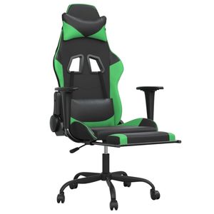 Silla de Juego de Cuero Sintético Negra y Verde con Madera Contrachapada Metálica y Plástico - Asiento Resistente y Elegante para Gamers - Product Image 3