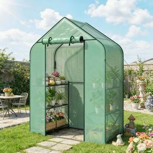 Grande Serra da Giardino Moderna Pop-up in Acciaio Zincato con Telaio in Legno/Acciaio e Materiale in PVC/Vetro per la Crescita delle Piante all'Aperto - Product Image 6