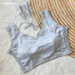 Hermosa Blusa Sin Mangas de Seda Suave con Elástico en Ambos Lados, Ajustada, Precolada y con Cierre de Gancho Trasero para Mujer - Exportador de Moda - Product Image 6